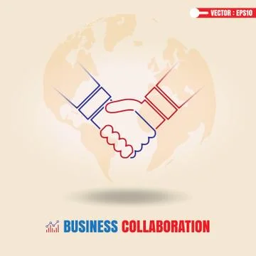 Handshake on world map background Illustrazione stock