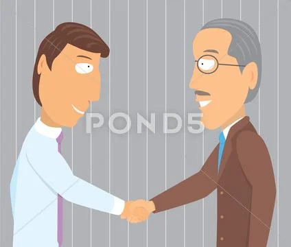 Handshake young and old businessman Stock Illustration