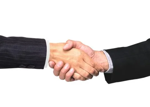 Handshakings isolated on white Conceptual photo of teamwork Stock Photos