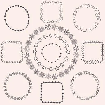 Handsketched Doodle Frames. Design Elements 스톡 일러스트