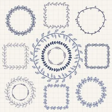 Handsketched Doodle Frames. Design Elements Stockillustratie