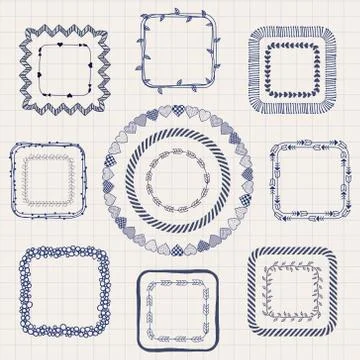 Handsketched Doodle Frames. Design Elements Stock Illustration