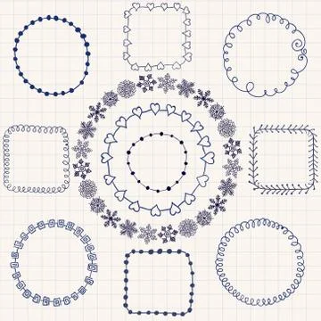 Handsketched Doodle Frames. Design Elements 库存插图