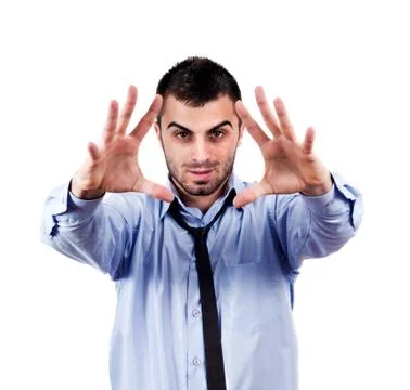 Handsom man reaching hands Stock Photos