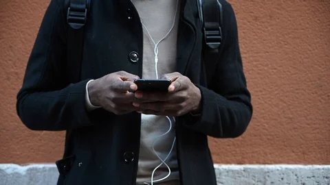 Handsome African American man using smartphone. Stock Footage 126527522