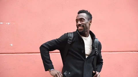 Handsome African American man using smartphone. Stock Footage 126527548