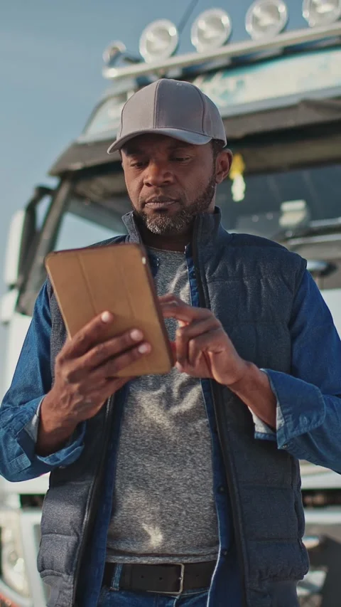 Handsome African American man using digital tablet while standing in front of Stock Footage 306581212