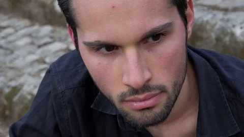 Handsome and confident guy gaze  Stock Footage 72933997