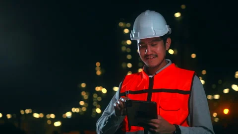 Handsome Asian man engineer working with digital tablet. Stock Footage 270461624