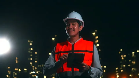 Handsome Asian man engineer working with digital tablet. Stock Footage 270461723
