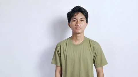 Handsome Asian man with flat expression 写真素材