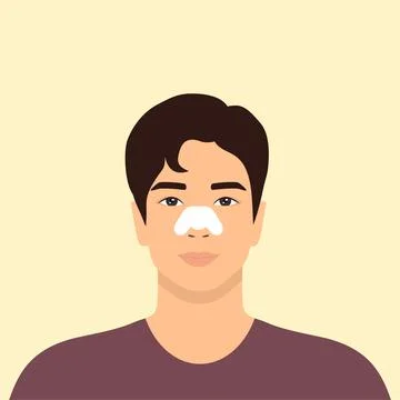 Handsome asian man using white nose patch strip. Skin care routine Stock Illustration