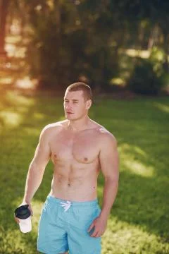 Handsome athletic man Stock Photos