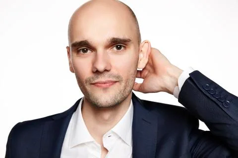 Handsome Bald Smiling Man Stock Photos