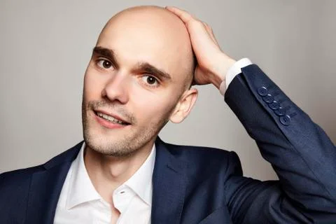 Handsome Bald Smiling Man Stock Photos
