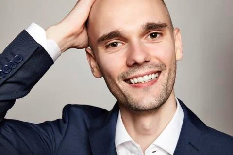 Handsome Bald Smiling Man Stock Photos