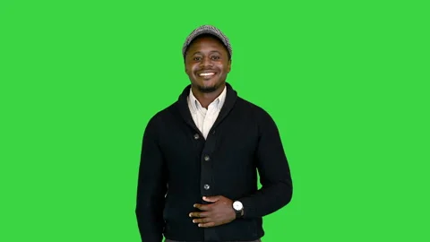 Handsome black man smiling for the camera on a Green Screen, Chroma Key. 動画素材 147481330