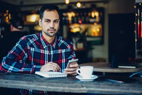 Handsome blogger posing Stock Photos