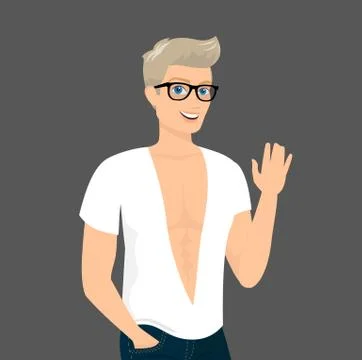 Handsome blond guy close-up vector illustration Illustrazione stock