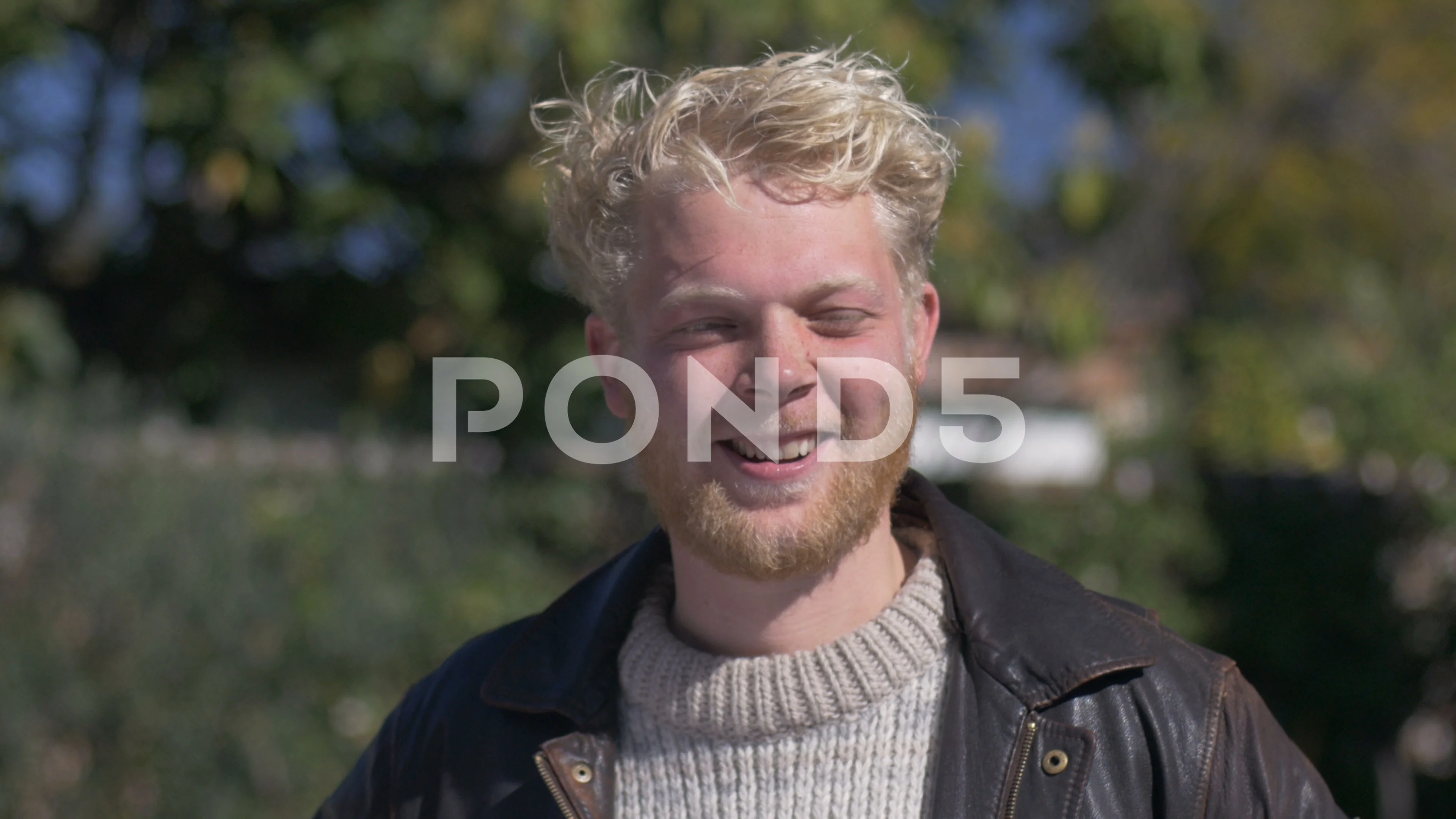 Video A Handsome Blond Haired Millennial Man With A Beard Smiling