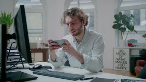 Handsome Boy Fail Playing Game and Get Sad. Addiction to Games. Stockbeeldmateriaal 130824492