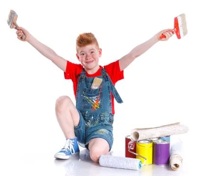 Handsome boy painter 写真素材