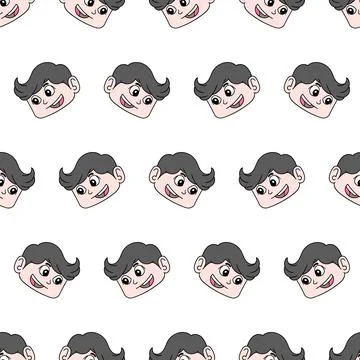 Handsome boy smile seamless repeat pattern. background illustration Stock Illustration