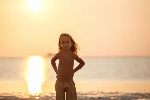 Handsome boy at sunset 写真素材