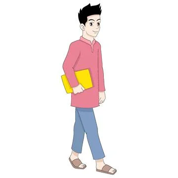 Handsome boy walking carrying documents to apply for a job Stock Illustration