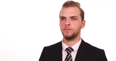 Handsome Business Man Looking Interview Pose Modern Look Studio Interior Concept Stock Footage