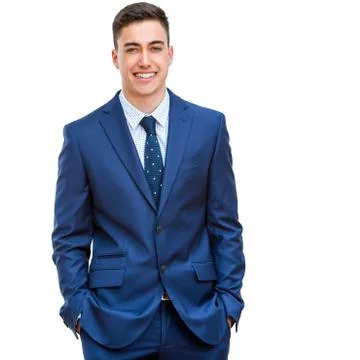 Handsome businessman in blue suit. Stock Photos