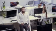 Handsome Businessman Shows Thumb Up In The Office Stock Footage