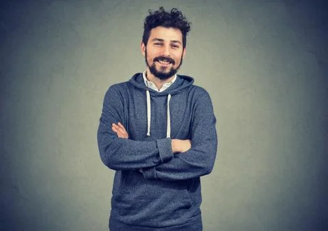 Handsome casual man posing at camera Stock Photos