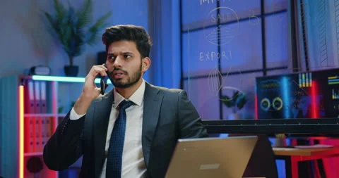 Handsome concentrated purposeful hardworking bearded businessman in suit has Stock Footage 166681356