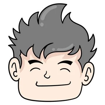 Handsome faced boy head smiling friendly, doodle icon drawing Stock Illustration