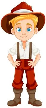 Handsome Farmer Boy Cartoon: A Vector Illustration Stock Illustration