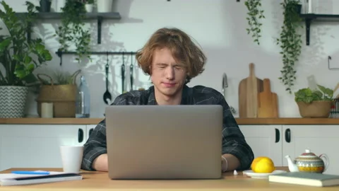 Handsome freelancer is facing big problems during the project, big problem Stock Footage 146802418