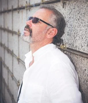 Handsome gray-haired man Stock Photos