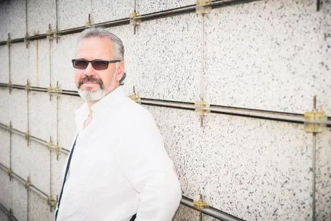 Handsome gray-haired man Stock Photos