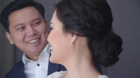 Handsome Groom to Be Looking at His Partner and Laughing Stock Footage 334026230