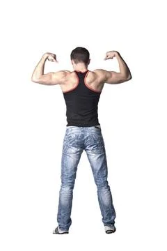 Handsome guy in black-and-red undershirt handsome guy in black-and-red und... Stock Photos