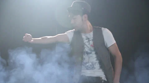 Handsome Guy Dancing in the smoke Video stock 22799122