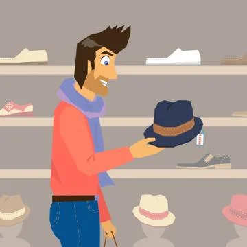 Handsome guy is doing shopping Stock Illustration