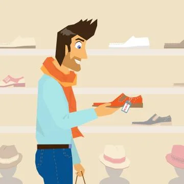 Handsome guy is doing shopping Stock Illustration