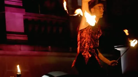 Handsome Guy with a Fire Talent Stock Footage 10898270