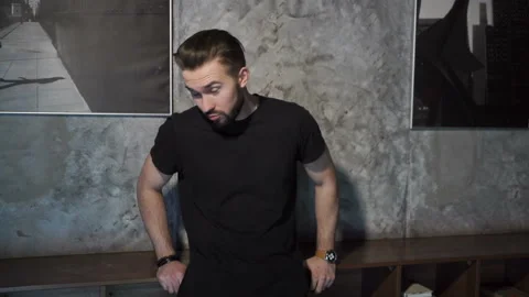 Handsome guy is staring at you Video stock 86261580