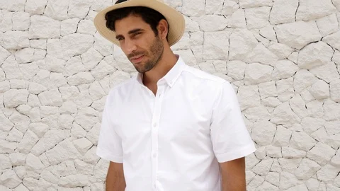 Handsome in hat Stock Footage 89560591