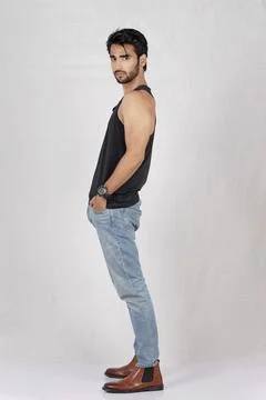 Handsome indian model posing in studio Stock Photos