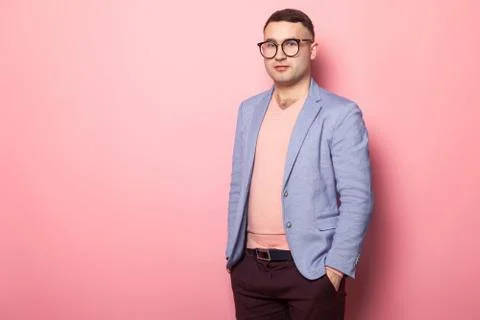 Handsome man in bright jacket Stock Photos