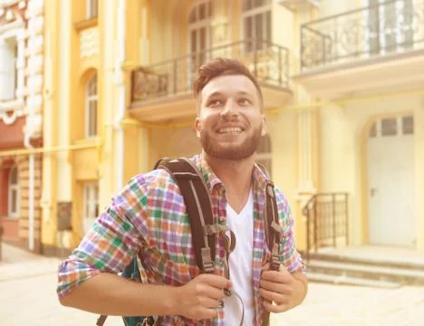 Handsome man in the city Stock Photos